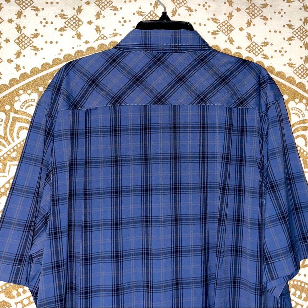 ✨HP✨ TRAVIS MATHEW MENS BLUE PLAID BUTTON-UP COLLARED SHIRT WITH POCKET, SIZE XL - Picture 7 of 7